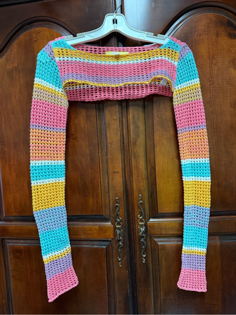 Urban Outfitters Multicolor Crochet Bolero Shrug - Pink, Blue, Yellow, Purple